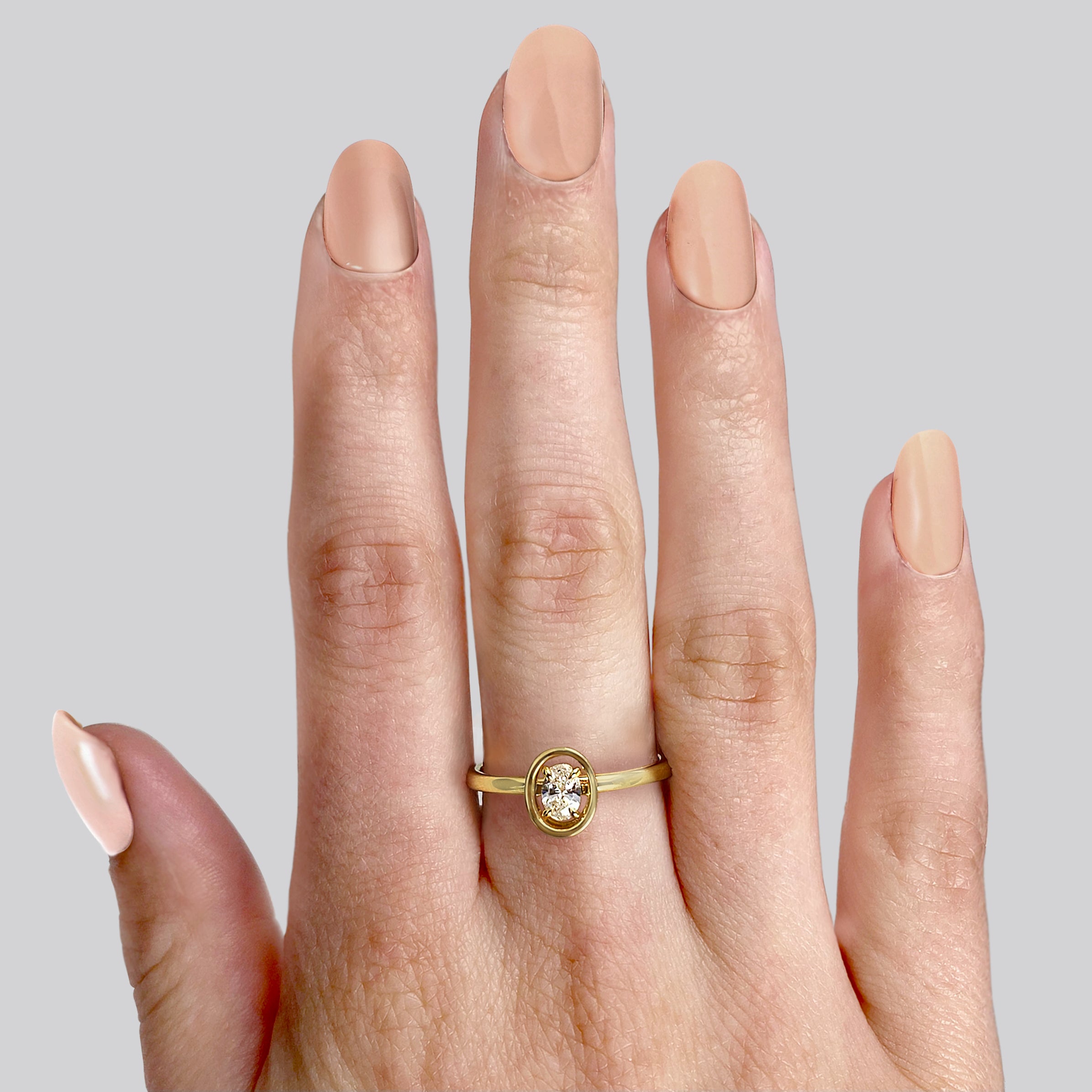 Shimansky - Women Wearing the Saturn Oval Diamond Solitaire Ring 0.20ct crafted in 14K Yellow Gold