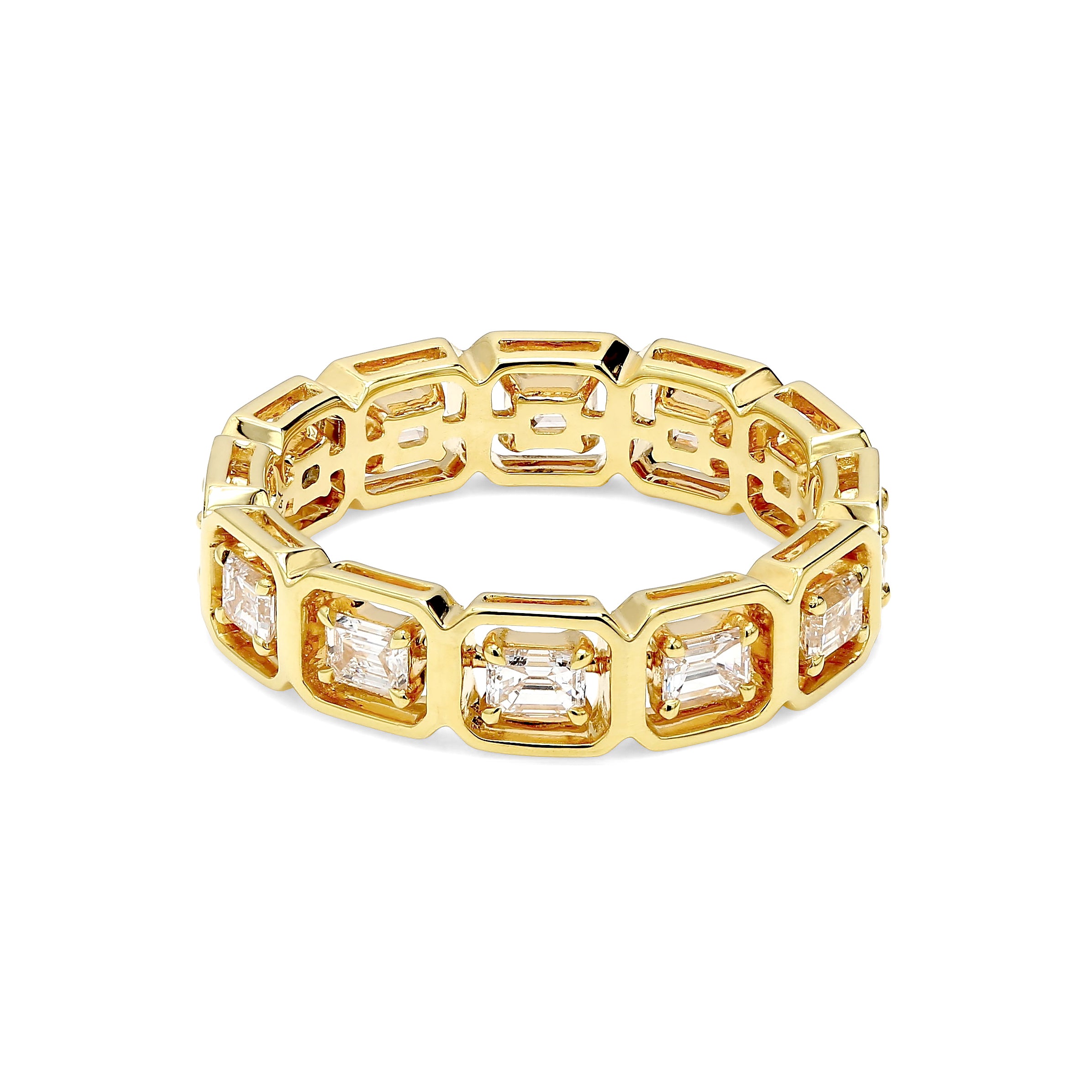 Shimansky - Saturn Emerald Eternity Diamond Ring 1.00ct crafted in 14K Yellow Gold