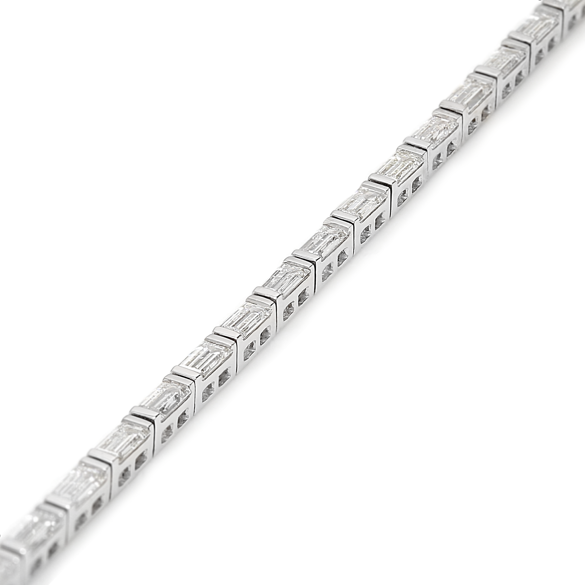 Baguette Diamond Tennis Bracelet 3.70ct crafted in 14K White Gold - SHIMANSKY.CO.ZA