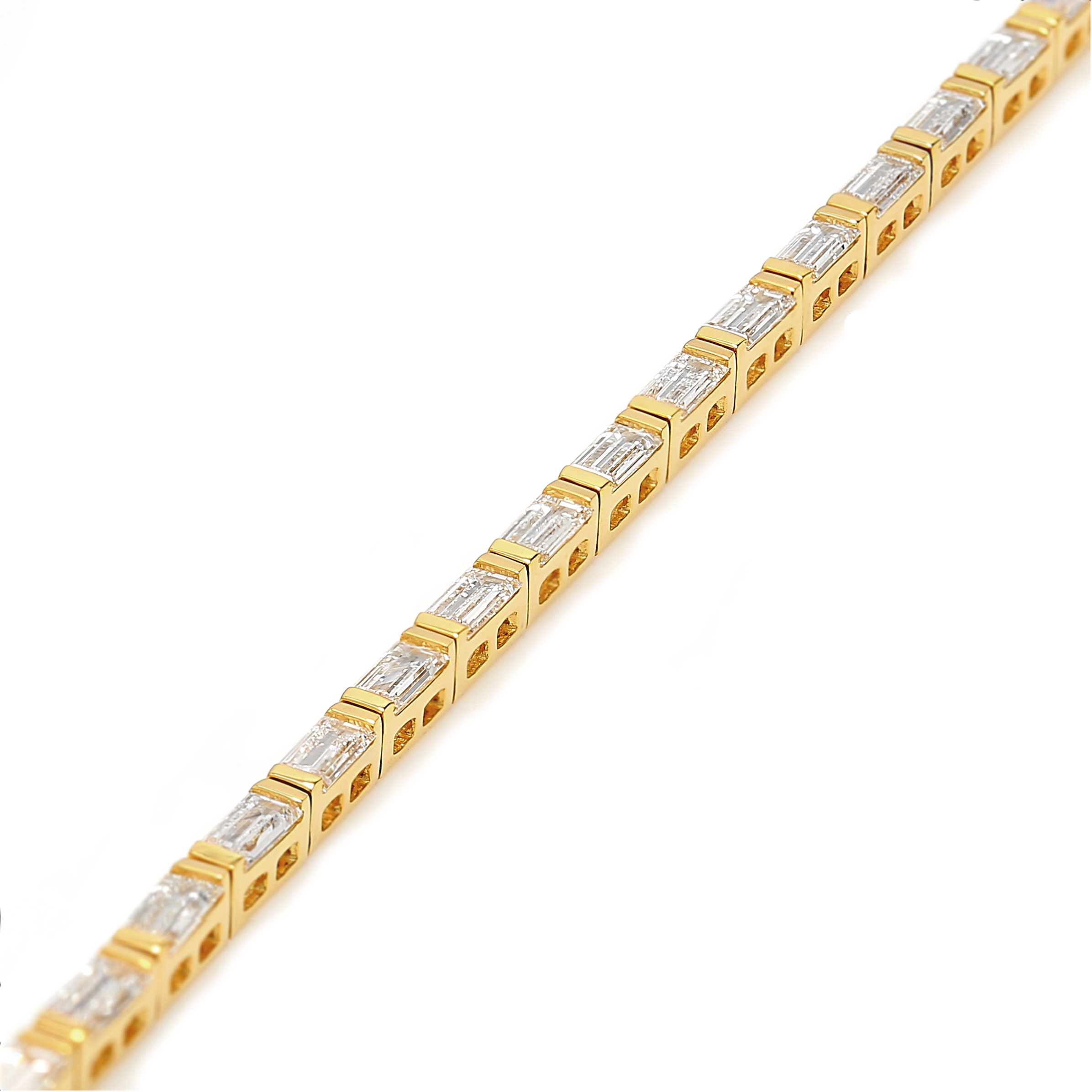 Baguette Diamond Tennis Bracelet 3.60ct crafted in 14K Yellow Gold - SHIMANSKY.CO.ZA