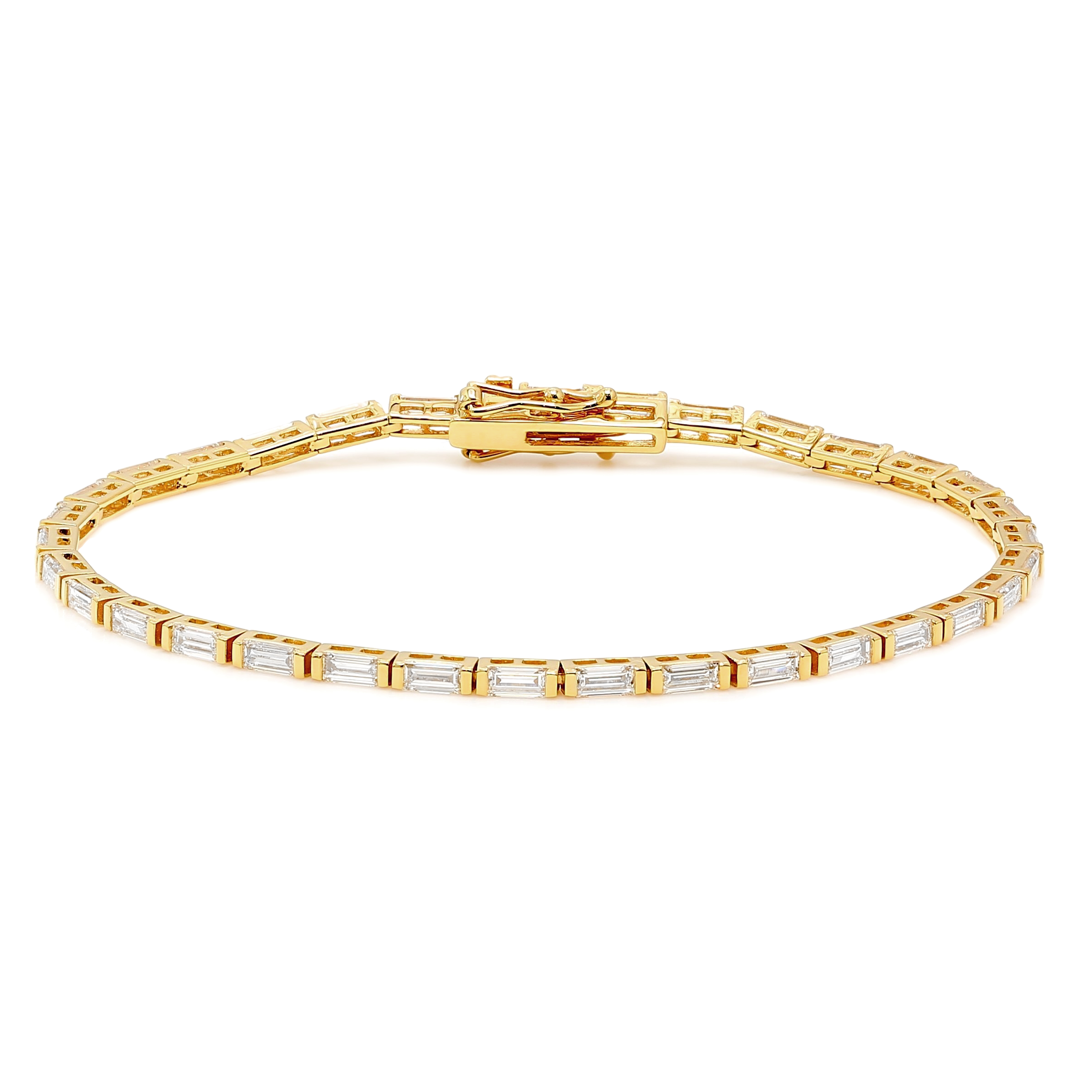 Baguette Diamond Tennis Bracelet 3.60ct crafted in 14K Yellow Gold - SHIMANSKY.CO.ZA