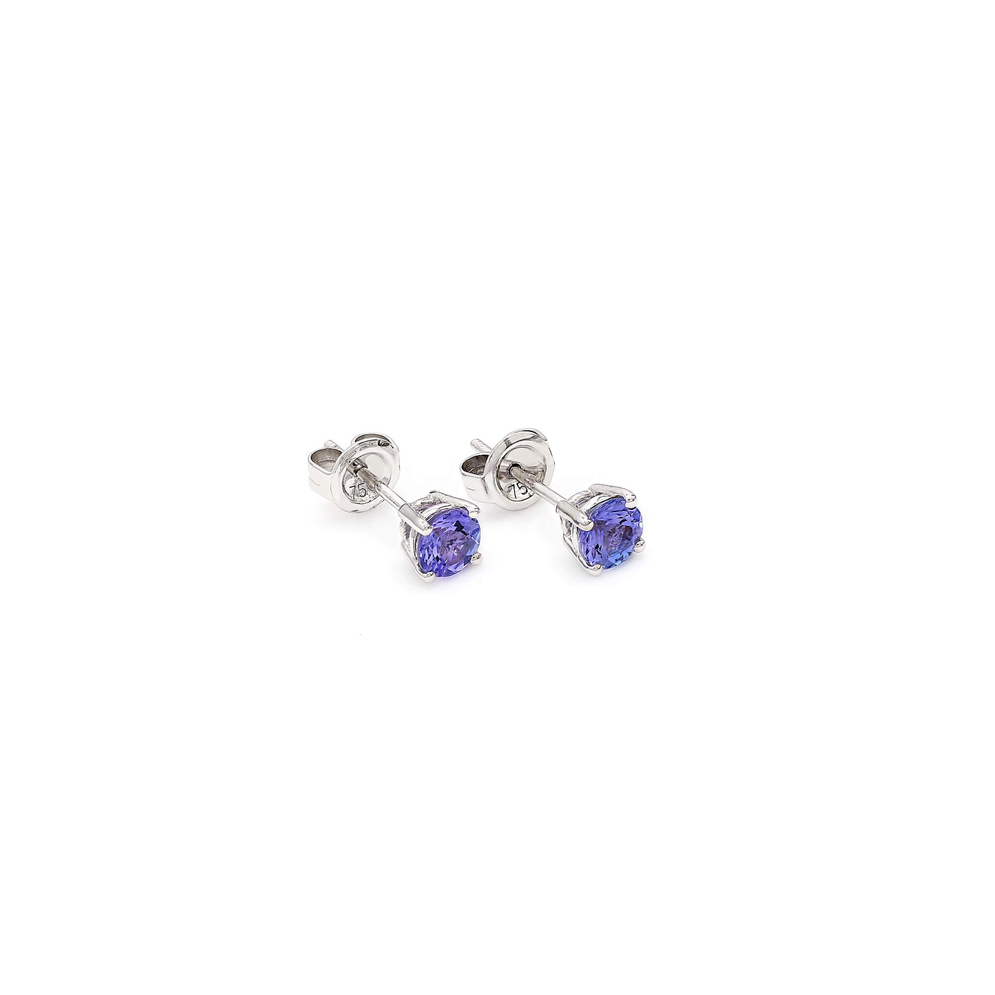 Shimansky - Tanzanite Solitaire Stud Earrings 0.70ct crafted in 14K White Gold