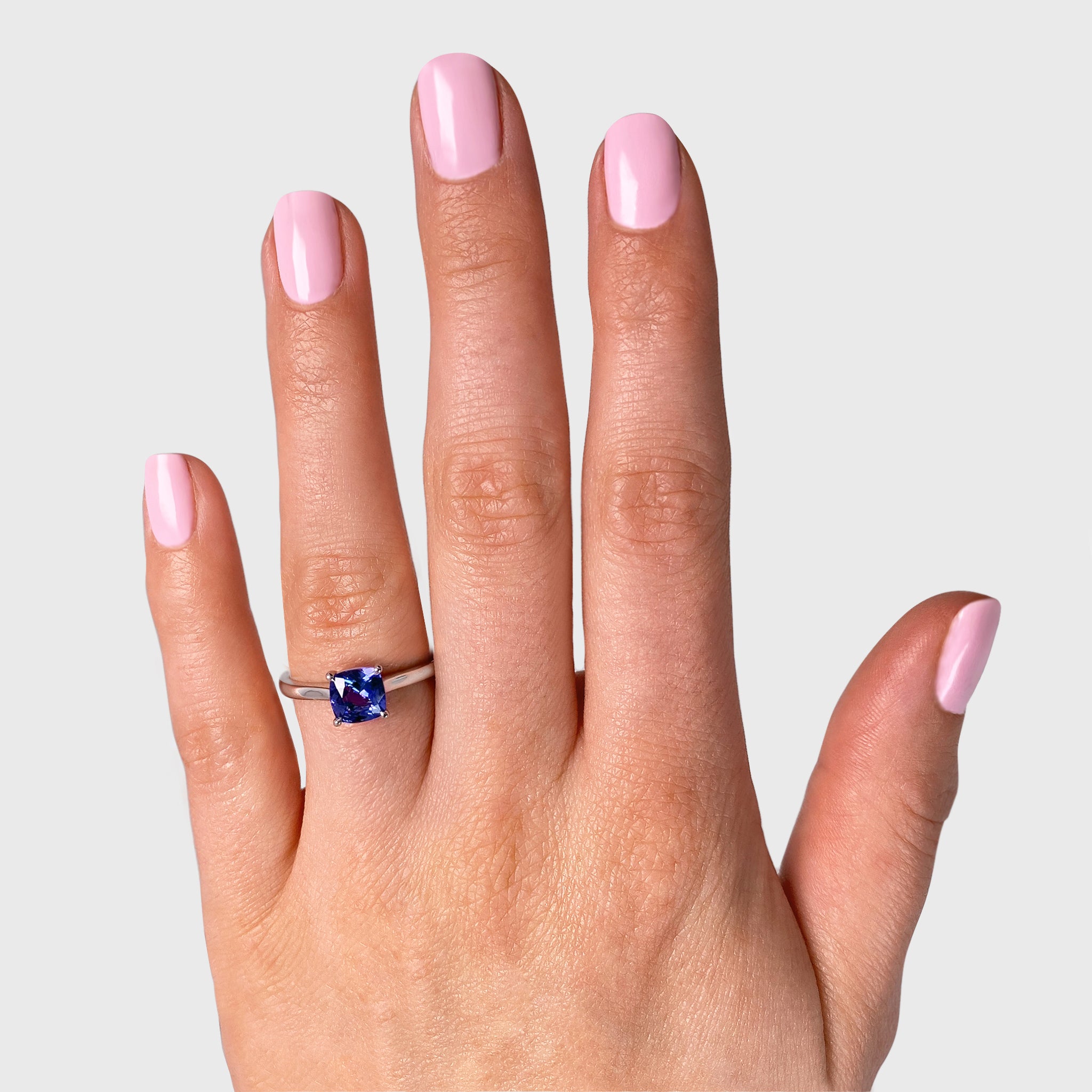 Shimansky - Women Wearing the Tanzanite Square Cushion Cut Solitaire Ring 1.00ct crafted in 14K White Gold