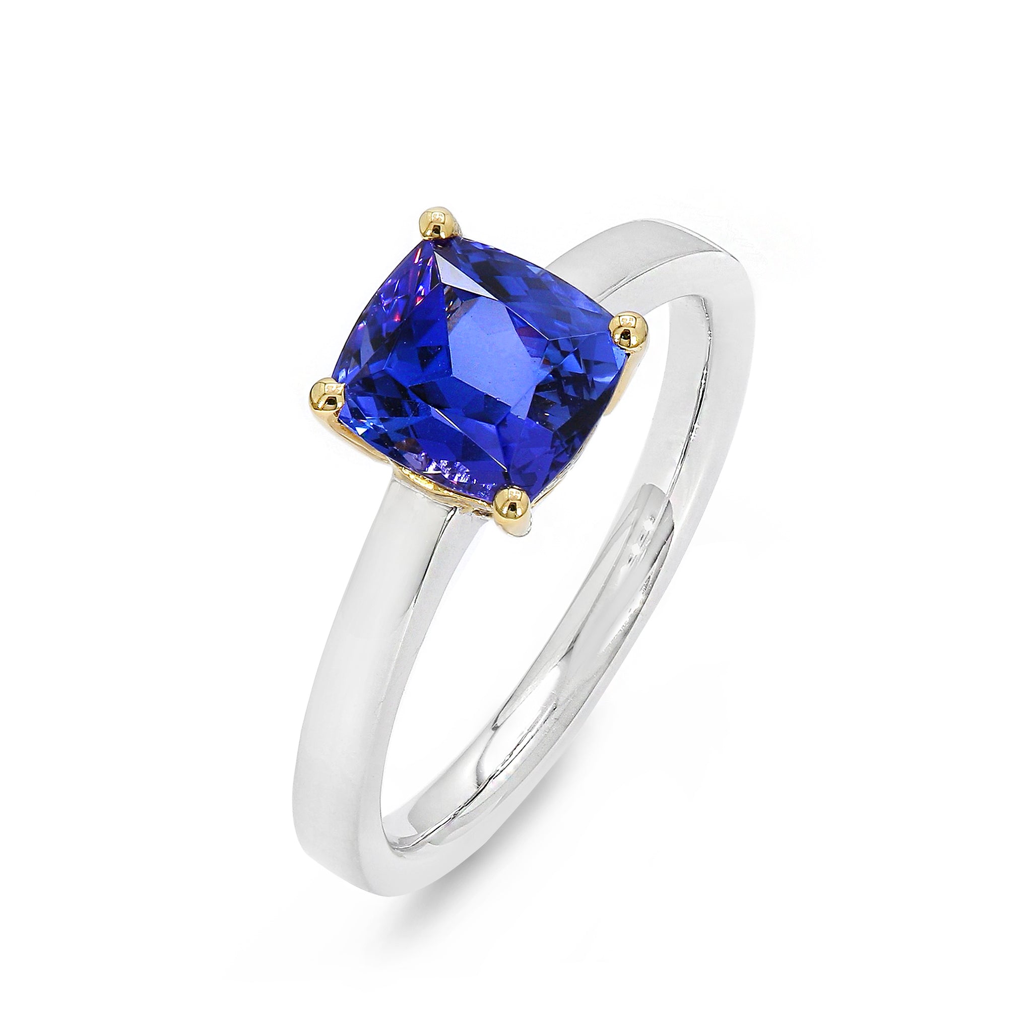 Shimansky - Tanzanite Cushion Cut Solitaire Ring 1.70ct crafted in 18K White and Yellow Gold