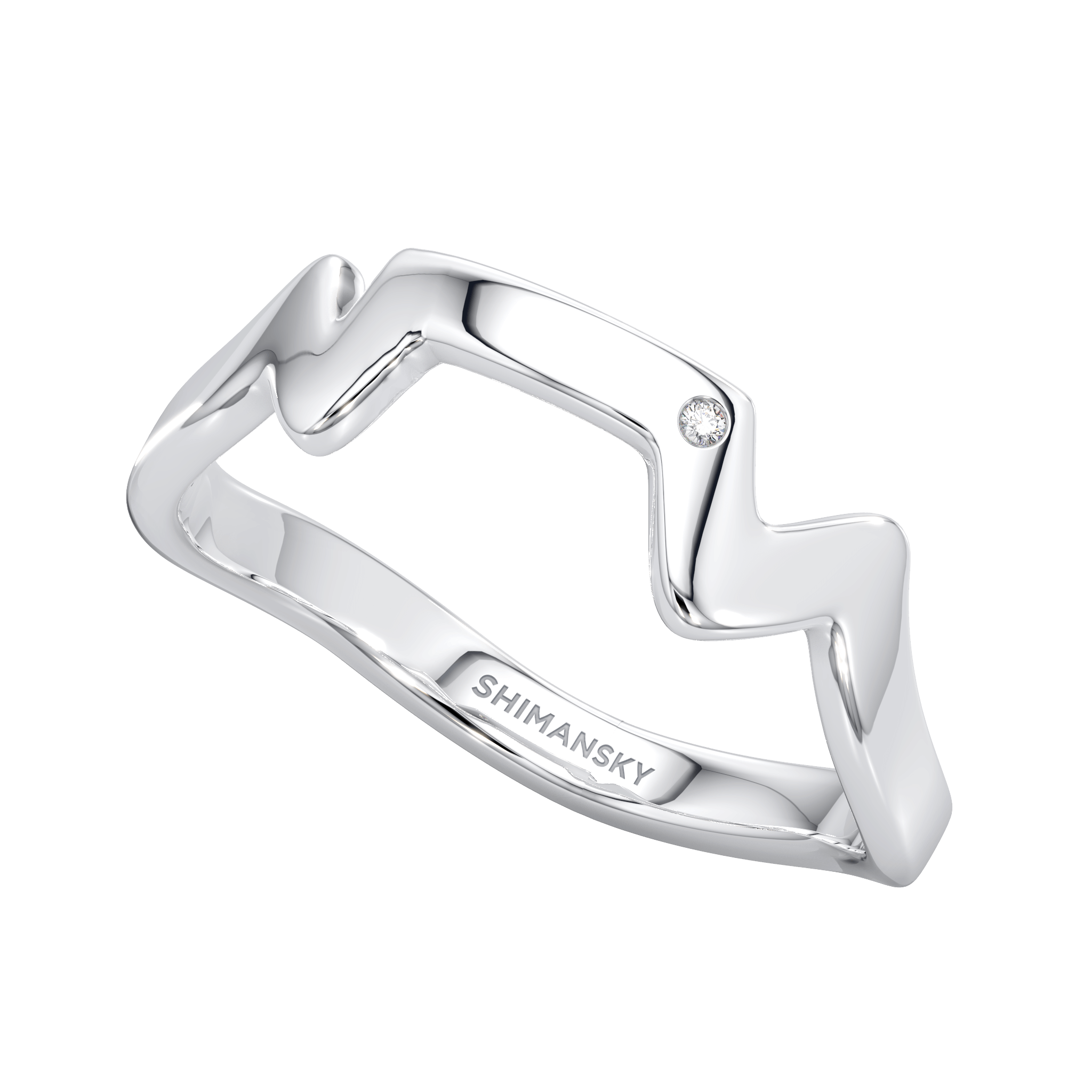 Table Mountain Single Diamond Ring in Silver 3D View
