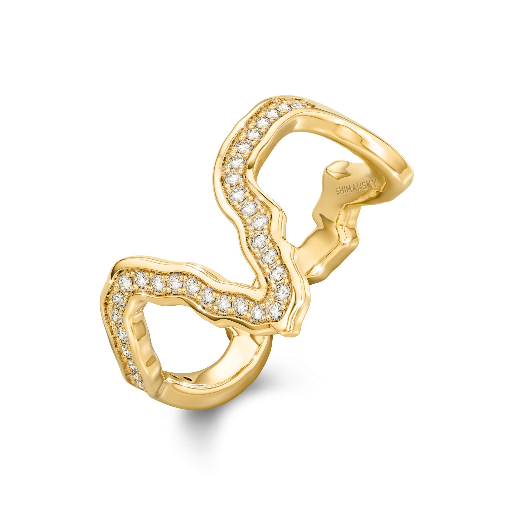 Tip of Africa Diamond Ring In 18K Yellow Gold 3D View