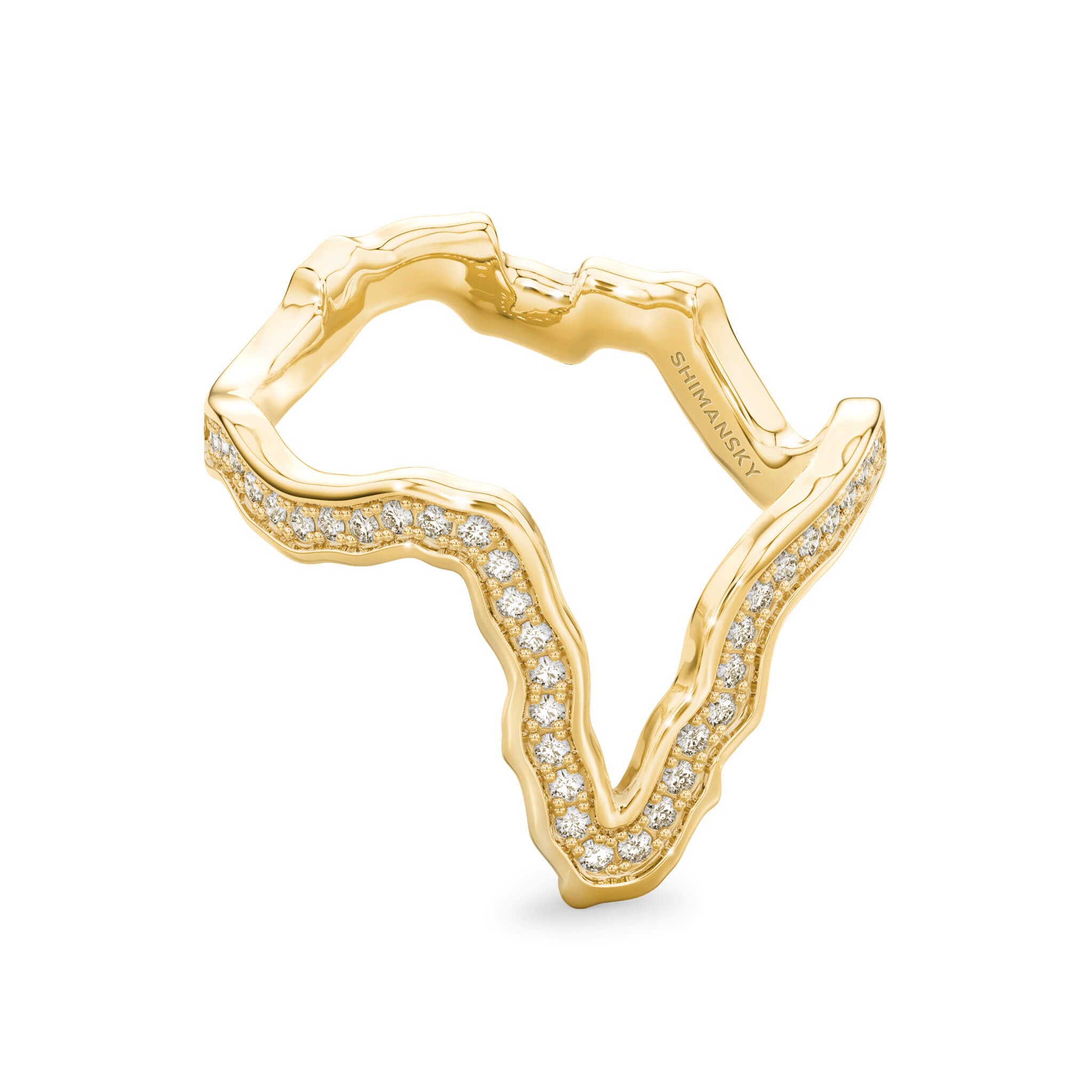 Tip of Africa Diamond Ring In 18K Yellow Gold Front View