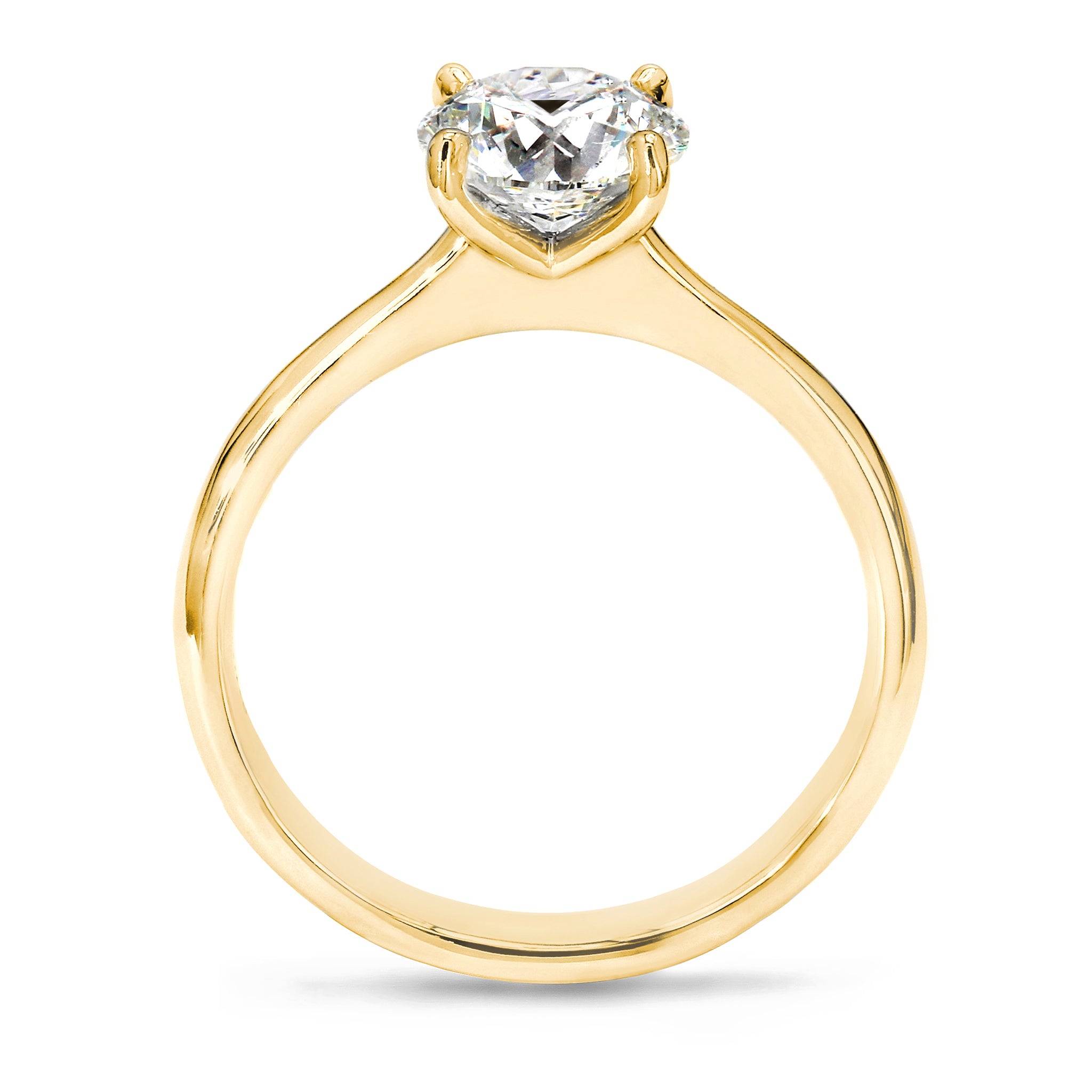 Victoria Diamond Engagement Ring 0.70 Carat in 18K Yellow Gold Side View