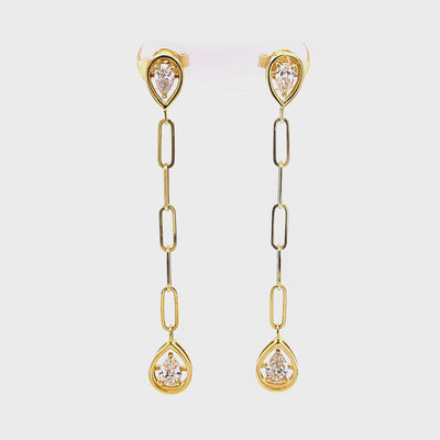Shimansky - Saturn Pear Diamond Drop Earrings 0.70ct crafted in 14K Yellow Gold Product Video
