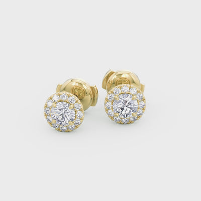 Shimansky - Diamond Microset Halo Earrings 0.30ct crafted in 18K Yellow Gold Product Video