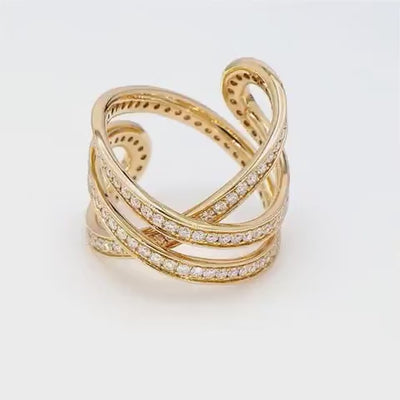 Infinity Double Diamond Ring in 18K Yellow Gold Video