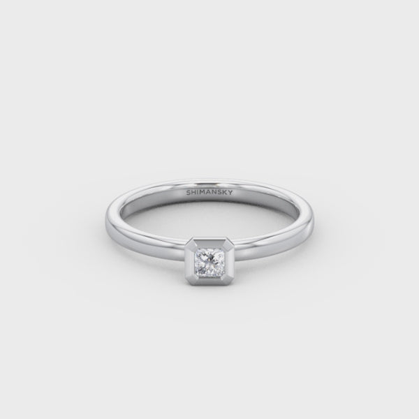 My Girl 0.13 Carat Diamond Tube Set Solitaire Ring | Shiny 14K White Gold Video
