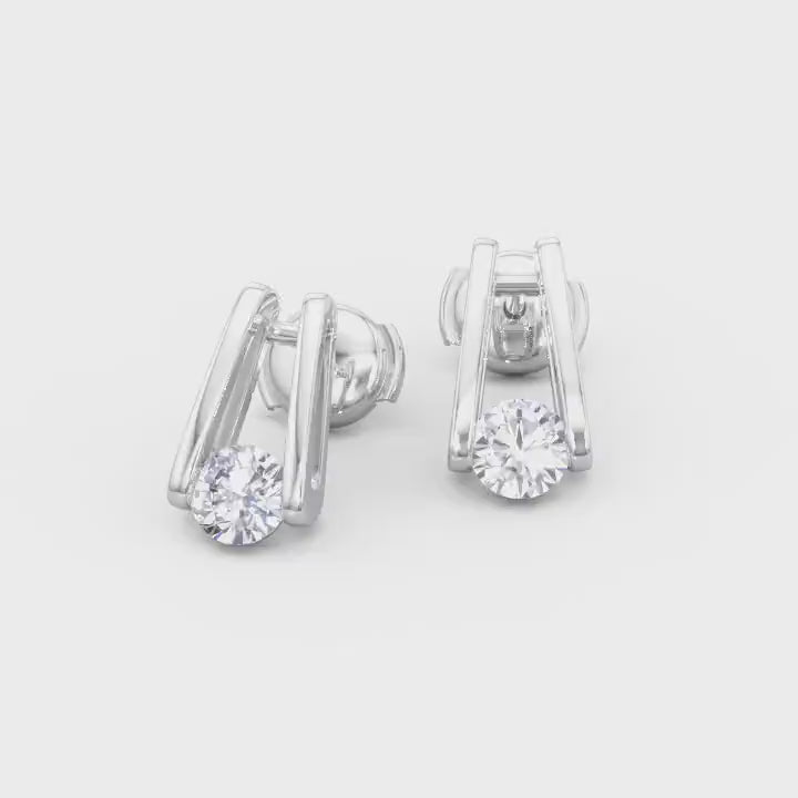 Millennium Classic Diamond Stud Earrings 0.80 Carat in 18K White Gold Video