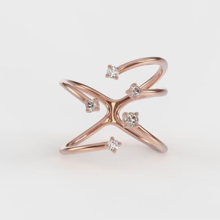 Shimansky - Southern Cross Large Diamond Ring Crafted in 14K Rose Gold Product Video