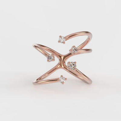 Shimansky - Southern Cross Large Diamond Ring Crafted in 14K Rose Gold Product Video