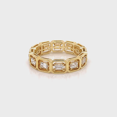 Shimansky - Saturn Emerald Eternity Diamond Ring 1.00ct crafted in 14K Yellow Gold Product Video