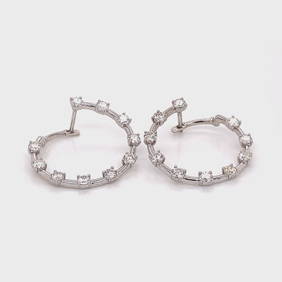 Shimansky - Crescent Diamond Hoop Earrings 2.00ct crafted in 14K White Gold Product Video