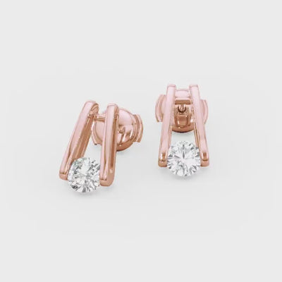Millennium Classic Diamond Stud Earrings 2.00 Carat in 18K Rose Gold Video