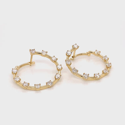Shimansky - Crescent Diamond Hoop Earrings 2.00ct crafted in 14K Yellow Gold Product Video