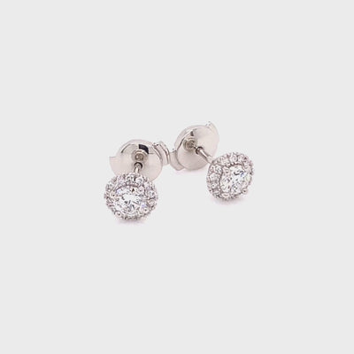 Shimansky - Diamond Microset Halo Earrings 0.40ct crafted in Platinum Product Video