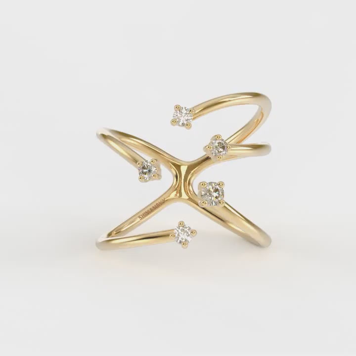 Shimansky - Southern Cross Small Diamond Ring Crafted in 14K Yellow Gold Product Video