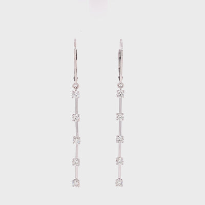 Shimansky - Line Drop Diamond Earrings 1.30ct crafted in 14K White Gold Product Video