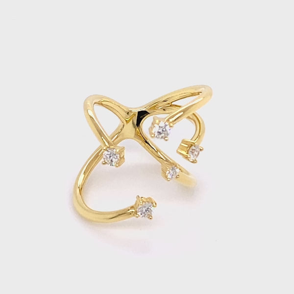 Shimansky - Southern Cross Large Diamond Ring Crafted in 18K Yellow Gold Product Video