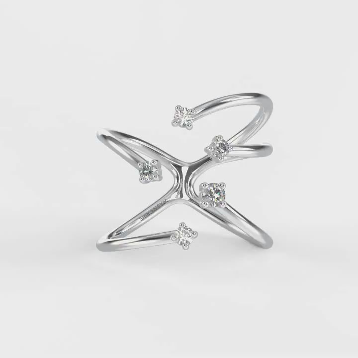 Shimansky - Southern Cross Small Diamond Ring Crafted in 14K White Gold Product Video