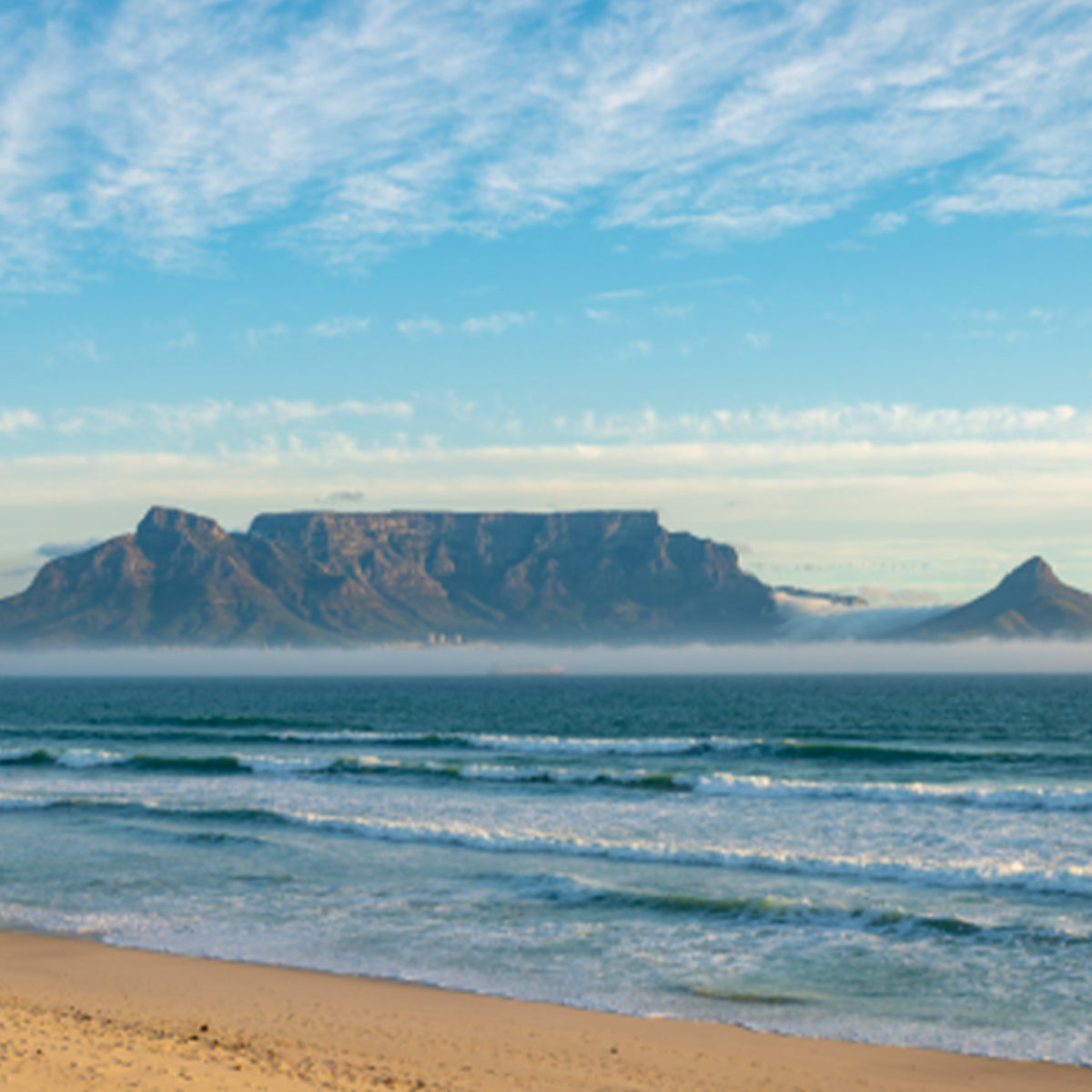 Table Mountain in Cape Town with the sea