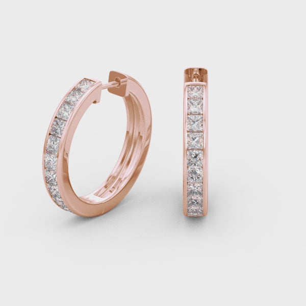 Shimansky - My Girl Channel Set Diamond Huggie Earrings 2.50ct Crafted in 18K Rose Gold Product Video
