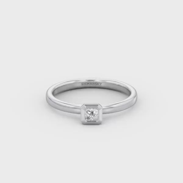Shimansky - My Girl Diamond Tube Set Solitaire Ring 0.15ct Crafted in Brushed 18K White Gold Product Video