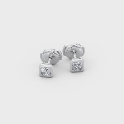 Shimansky - My Girl Diamond Solitaire Tube Set Earrings 0.30ct in 18K White Gold Product Video