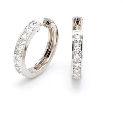 Shimansky - My Girl Channel Set Diamond Huggie Earrings 2.40ct Crafted in 18K White Gold Product Video