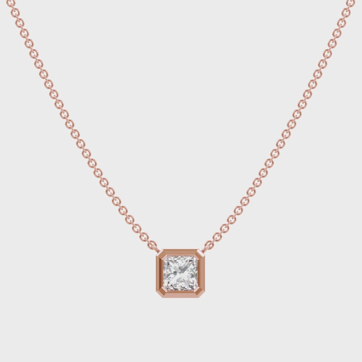 Shimansky - My Girl Diamond Solitaire Tube Set Necklace 0.25ct in 18K Rose Gold Product Video