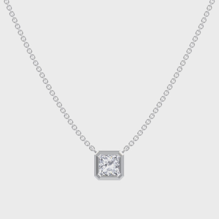 Shimansky - My Girl Diamond Solitaire Tube Set Necklace 0.30ct in 18K White Gold Product Video