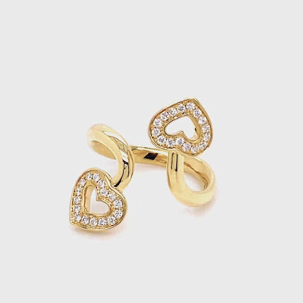 Shimansky - Two Hearts Twist Diamond Pave Ring 0.20ct crafted in 18K Yellow Gold Product Video