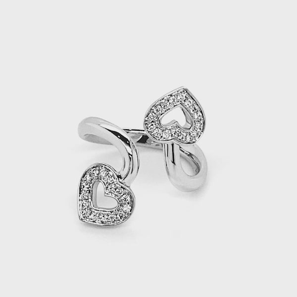 Shimansky - Two Hearts Twist Diamond Pave Ring 0.20ct crafted in 18K White Gold Product Video