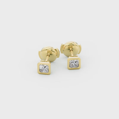 Shimansky - My Girl Diamond Solitaire Tube Set Earrings 0.25ct in 18K Yellow Gold Product Video