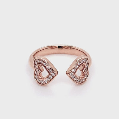 Shimansky - Two Hearts Open Diamond Pave Ring 0.20ct crafted in 18K Rose Gold Product Video