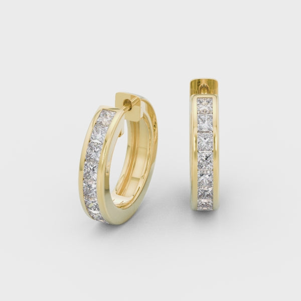 Shimansky - My Girl Channel Set Diamond Huggie Earrings 2.00ct Crafted in 18K Yellow Gold Product Video