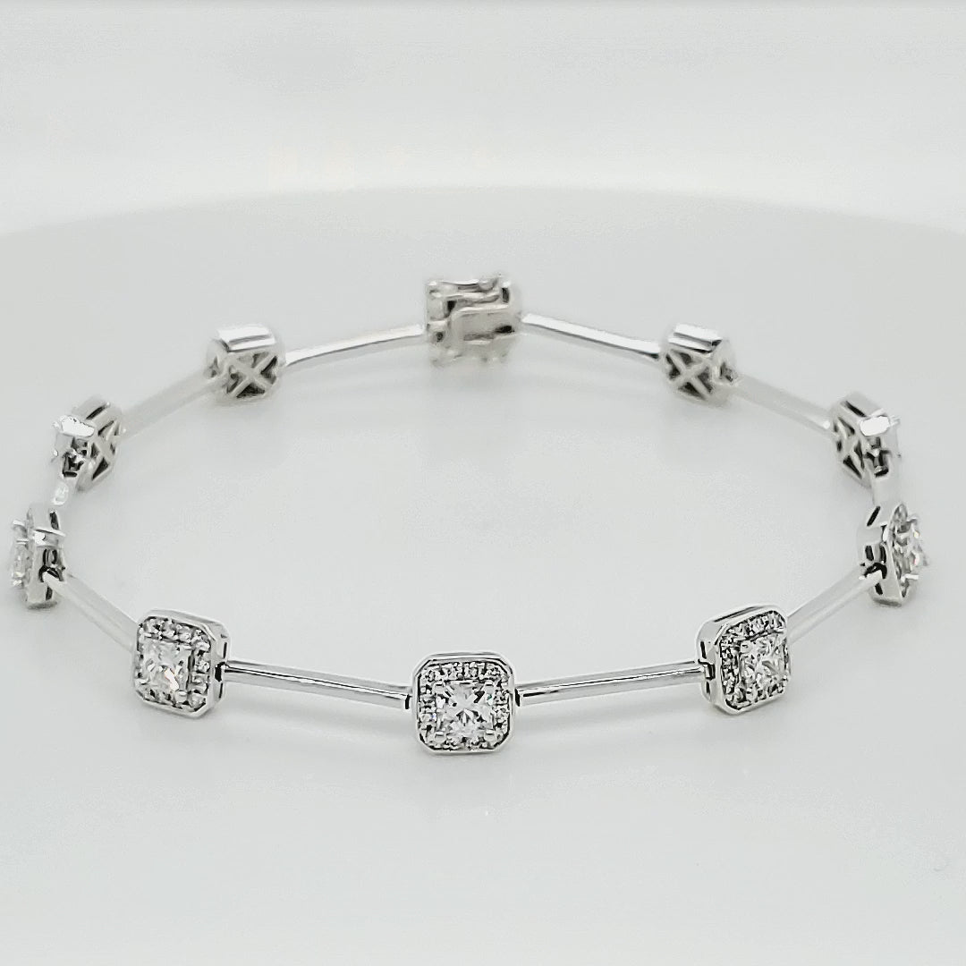 Shimansky - My Girl Halo Station Bracelet 3.97ct Crafted in 18K White Gold Product Video
