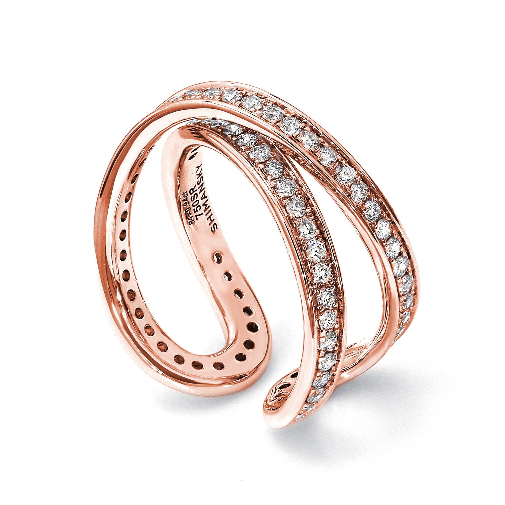Shimansky - Infinity Classic Pavé Diamond Ring Crafted in 18K Rose Gold