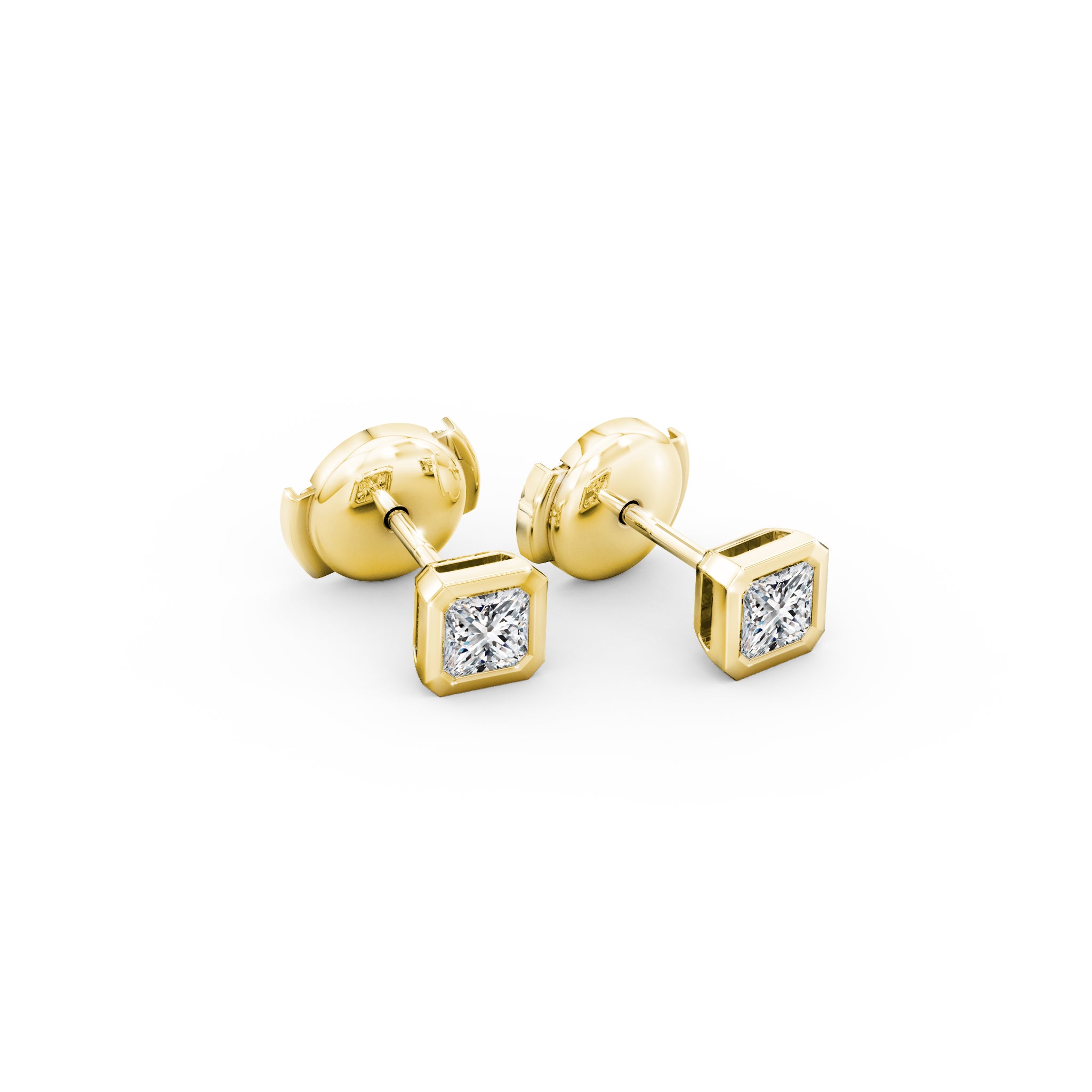 Shimansky - My Girl Diamond Solitaire Tube Set Earrings 0.25ct in 18K Yellow Gold
