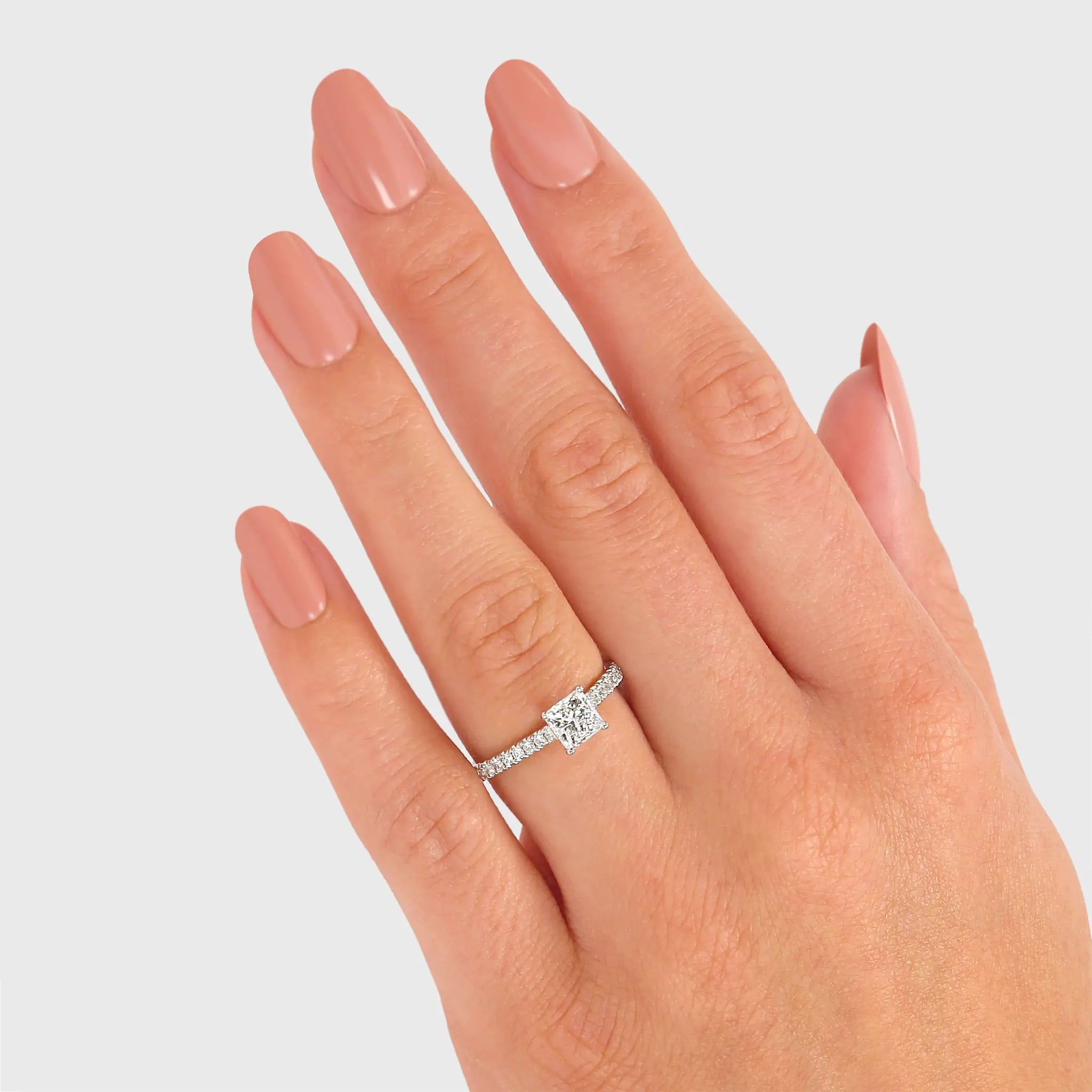 Shimansky - Women Wearing the My Girl Microset Diamond Engagement Ring 0.70ct Crafted in 18K White Gold