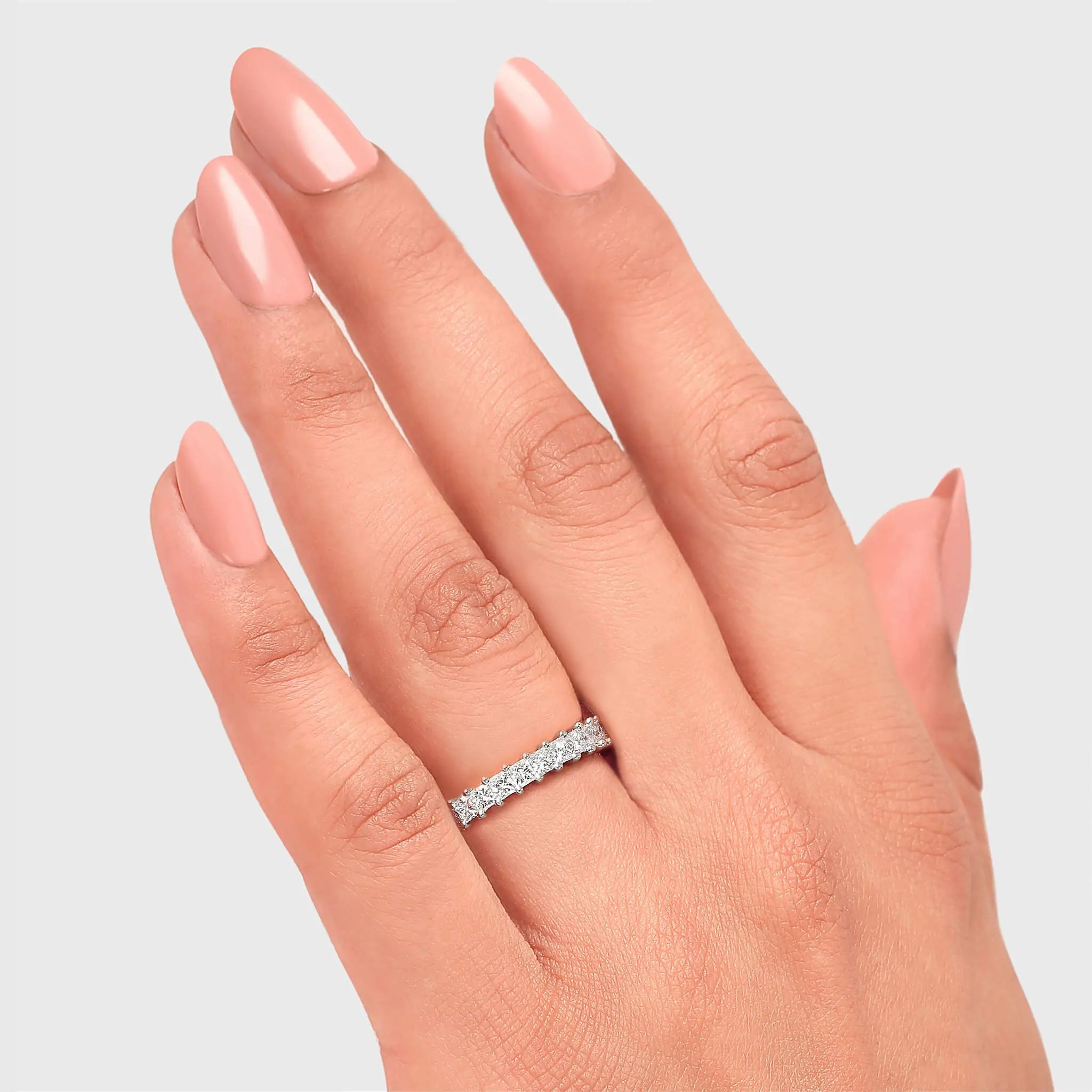 Shimansky - Women Wearing the My Girl Claw set Full Eternity Diamond Ring 2.00ct Crafted in 18K White Gold