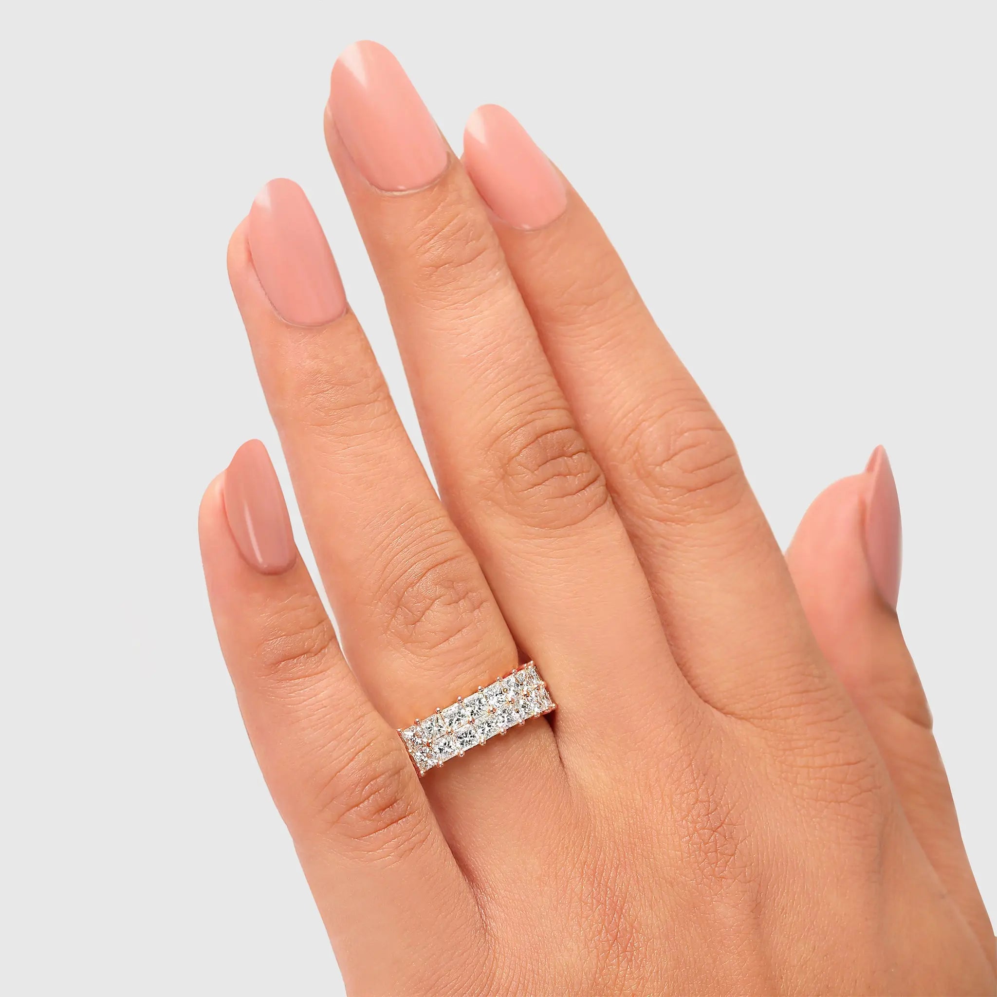 Shimansky - Women Wearing the My Girl 2 Row Full Eternity Diamond Ring 4.00ct Crafted in 18K Rose Gold