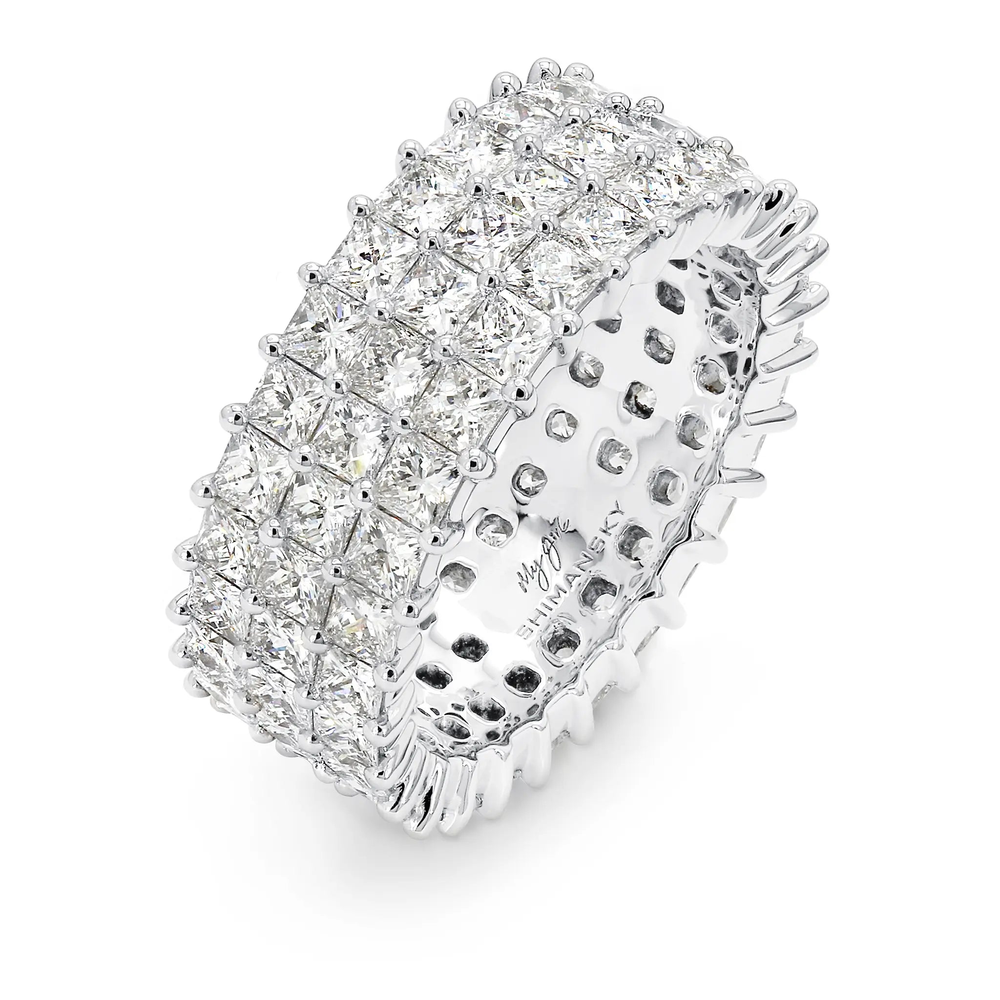 Shimansky - My Girl Claw set 3 Row Full Eternity Diamond Ring 5.00ct Crafted in 18K White Gold