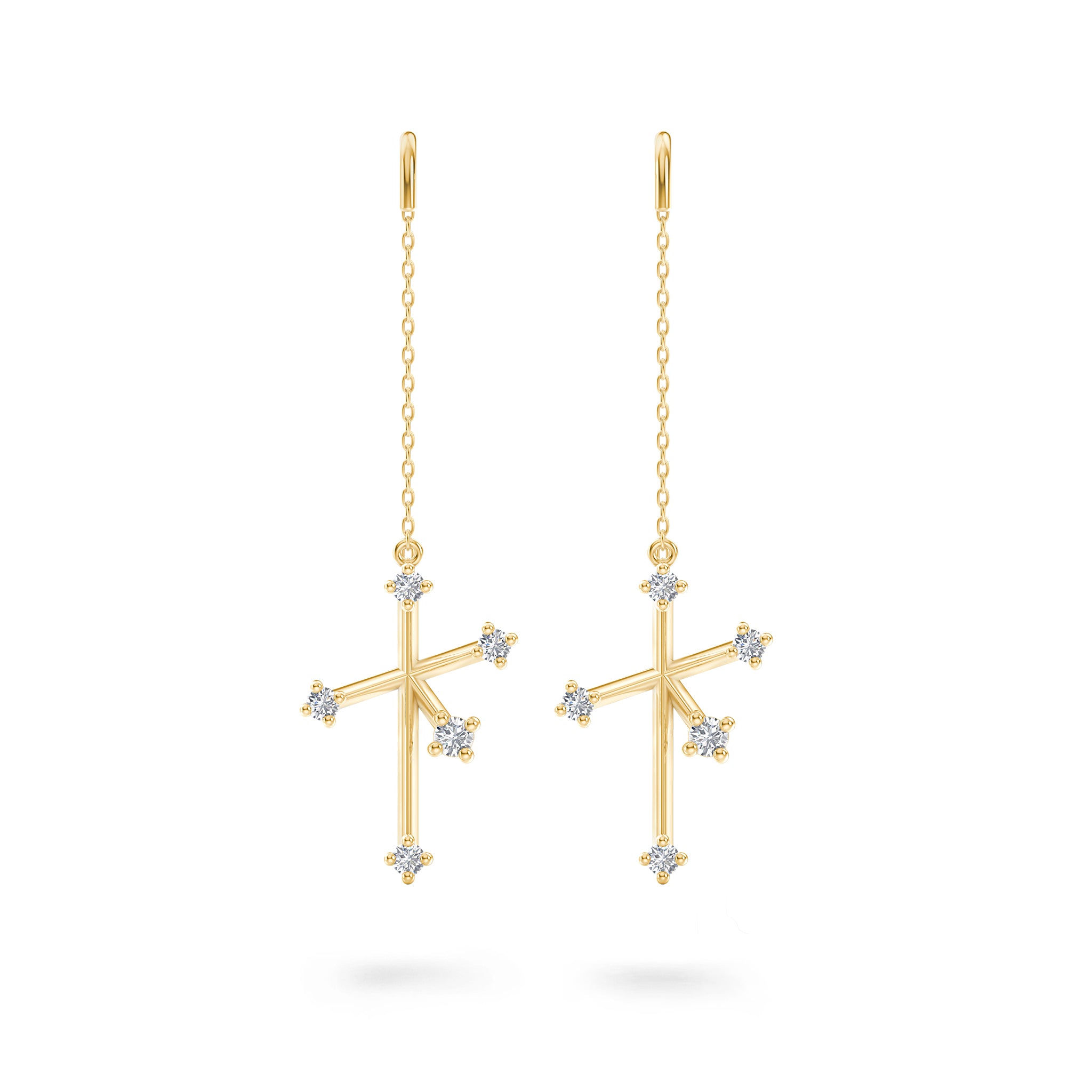Shimansky - Southern Cross Dangling Diamond Drop Earrings Crafted in 14K Yellow Gold