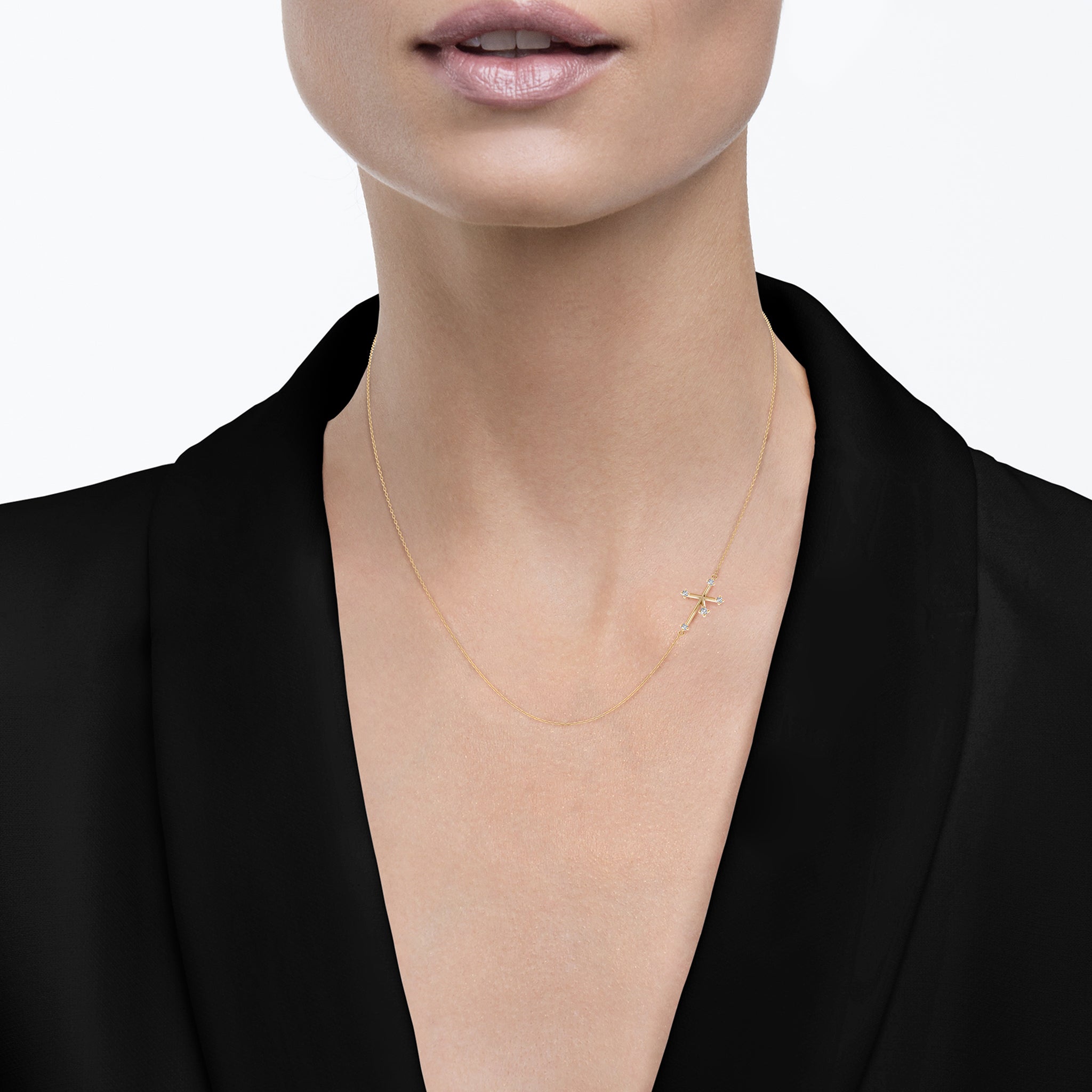 Shimansky - Women Wearing the Southern Cross Diamond Necklace Crafted in 14K Yellow Gold