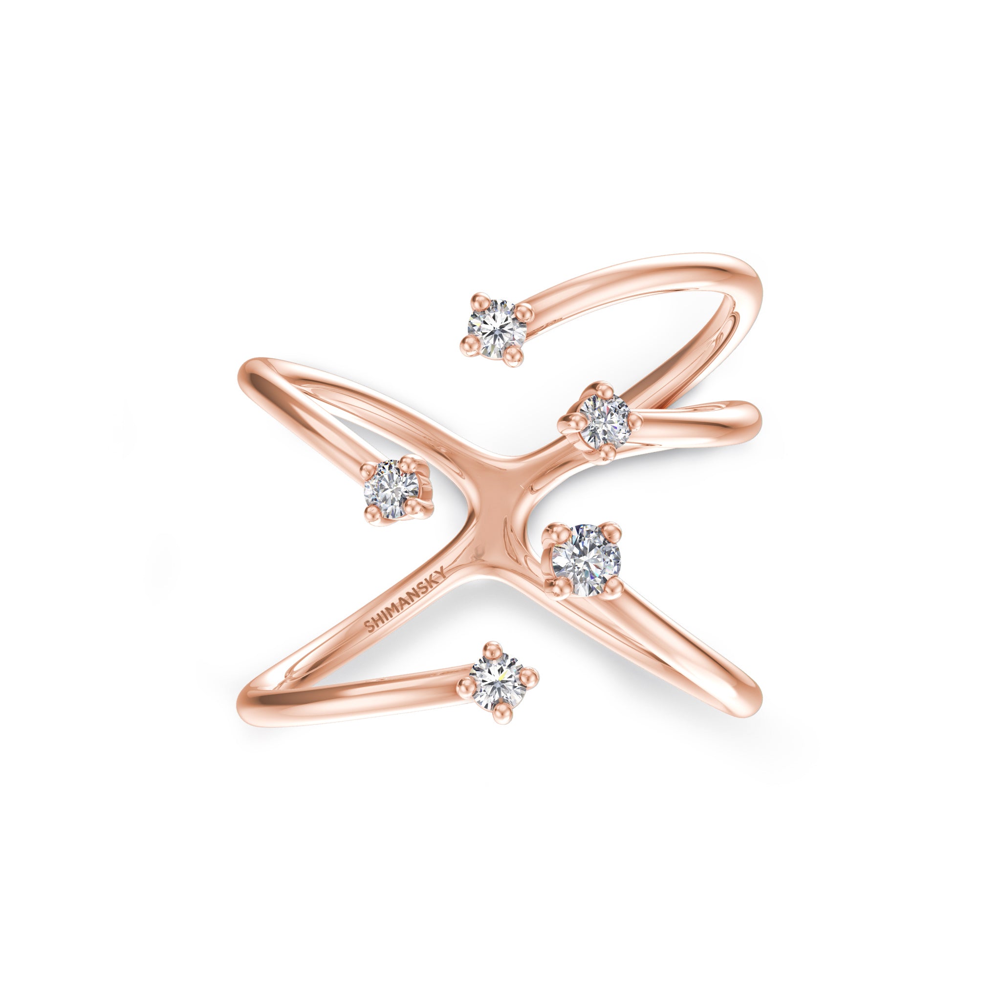 Shimansky - Southern Cross Small Diamond Ring Crafted in 14K Rose Gold